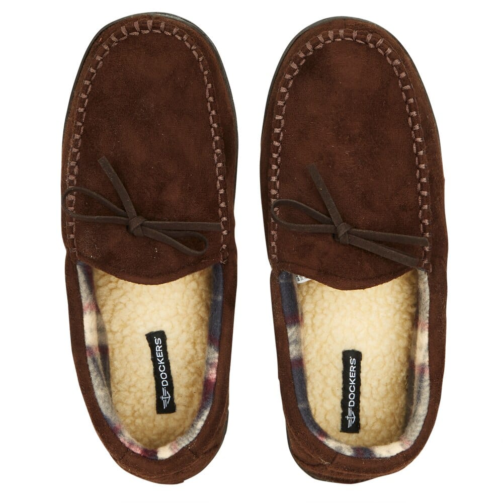 Dockers Men's Microsuede Boater Moccasin Slippers, Brown