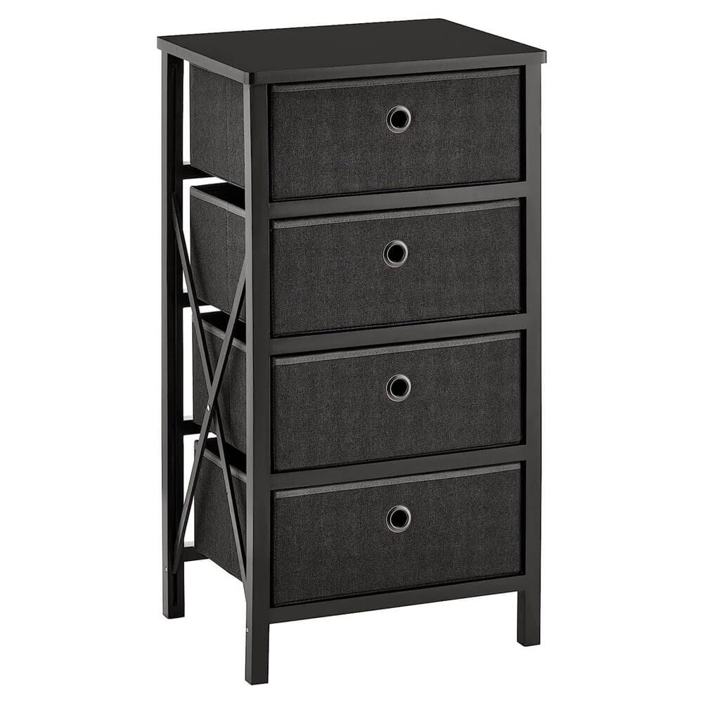 mDesign 4-Drawer Foldable Dresser, Black