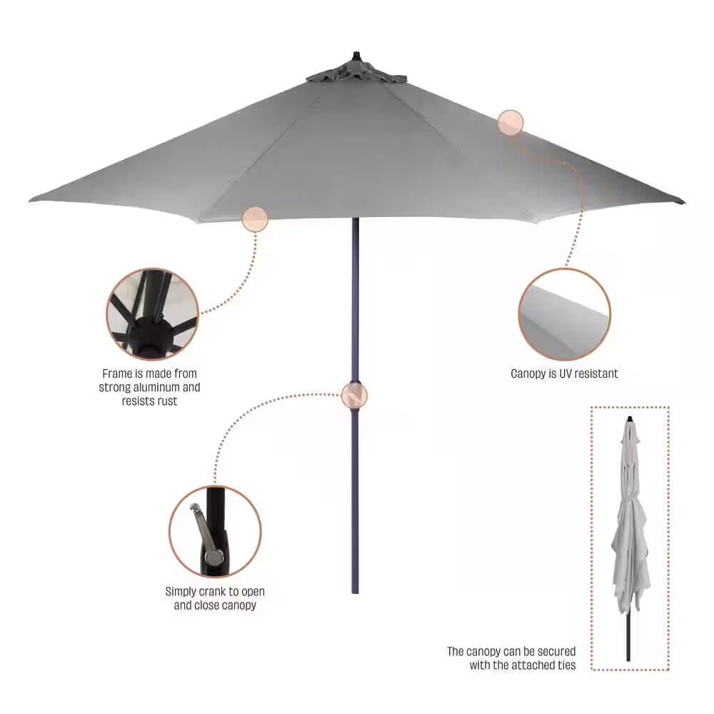 10' Aluminum Market Umbrella, Sky Blue