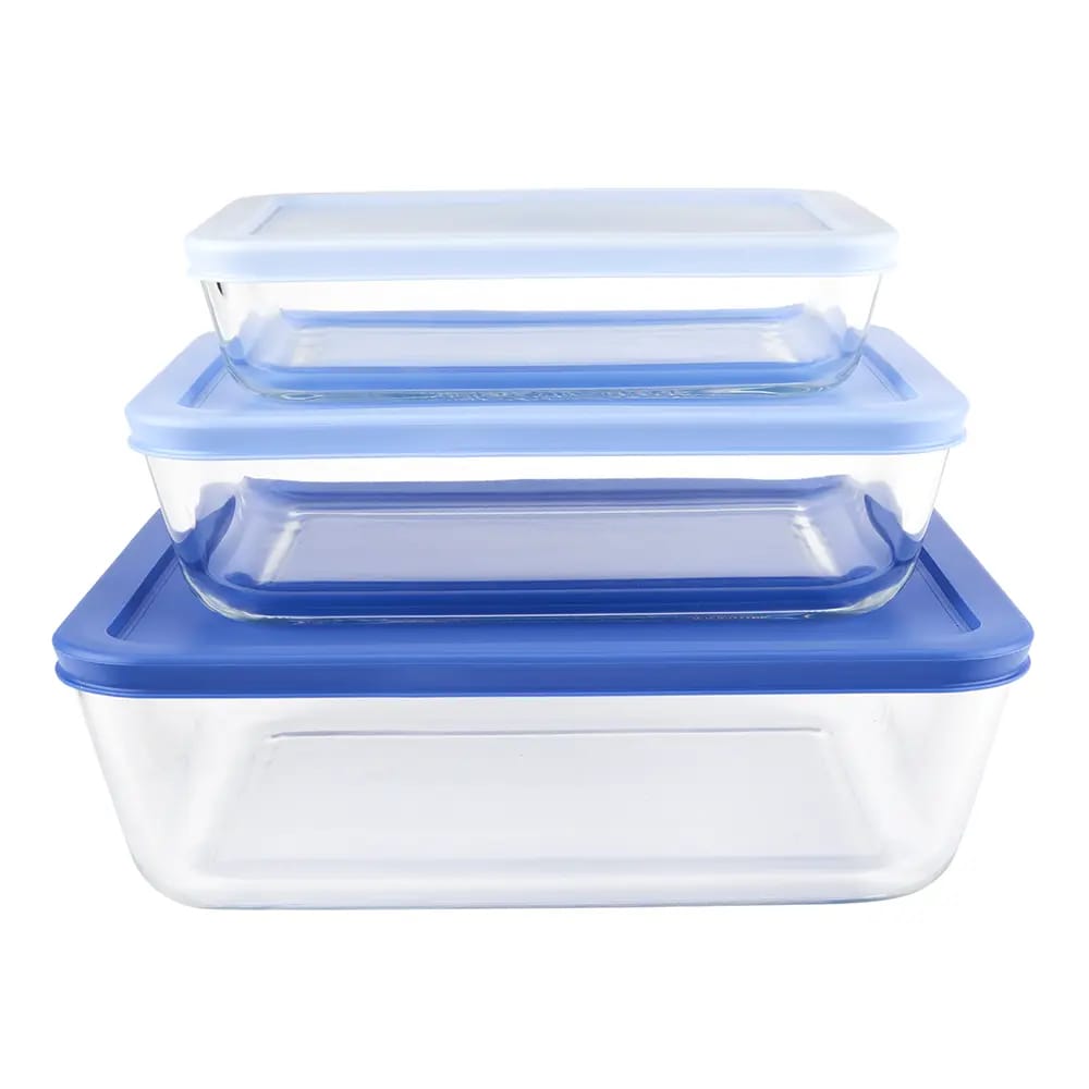 Superior Gourmet Rectangle Glass Container Set with Lids, 3 Piece