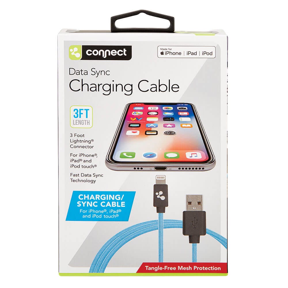 Connect Blue Data Sync Lightning Charging Cable