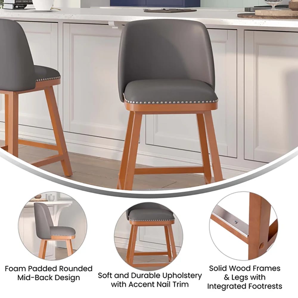 Flash Furniture Transitional Counter Stools, Set of 2, Gray