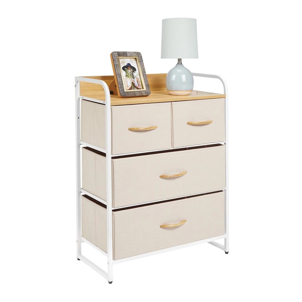 mDesign 4 Drawer Dresser Storage Unit, White/Cream