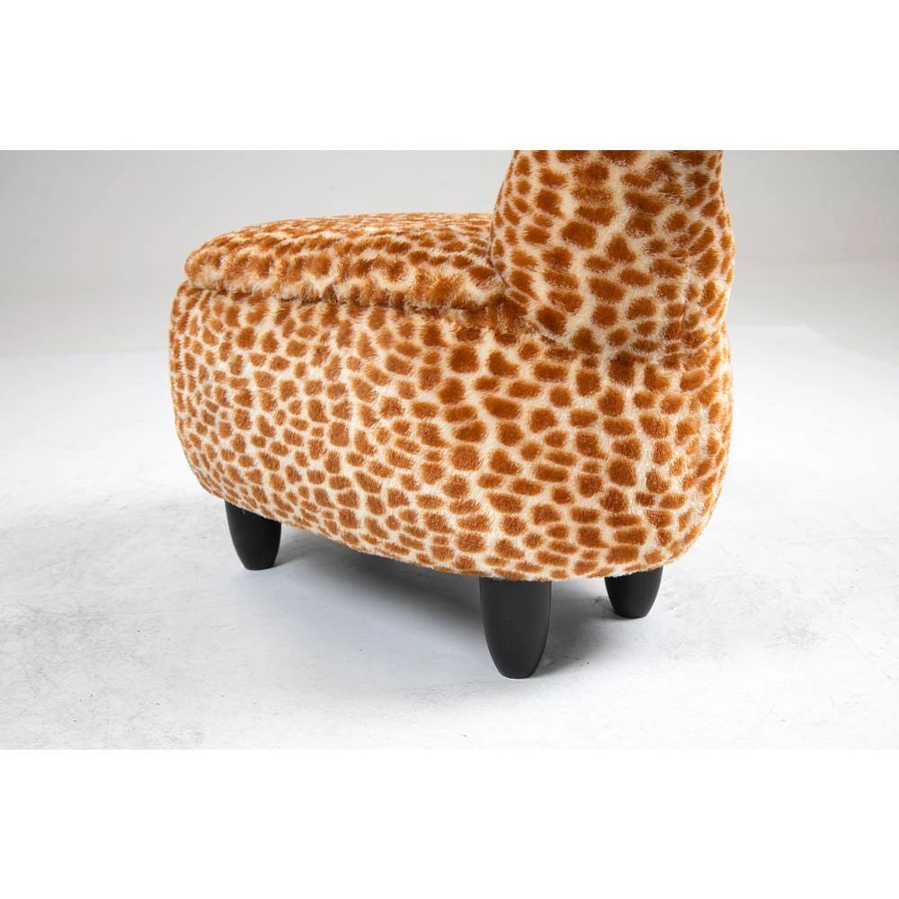 Home 2 Office Faux Fur Kids Giraffe Storage Ottoman, Brown