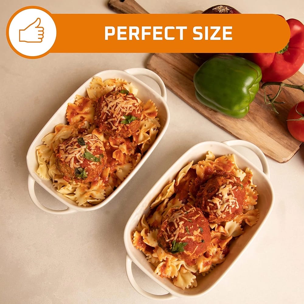 Bruntmor 10.5" x 5" Ceramic Baking Dish, White, Set of 2