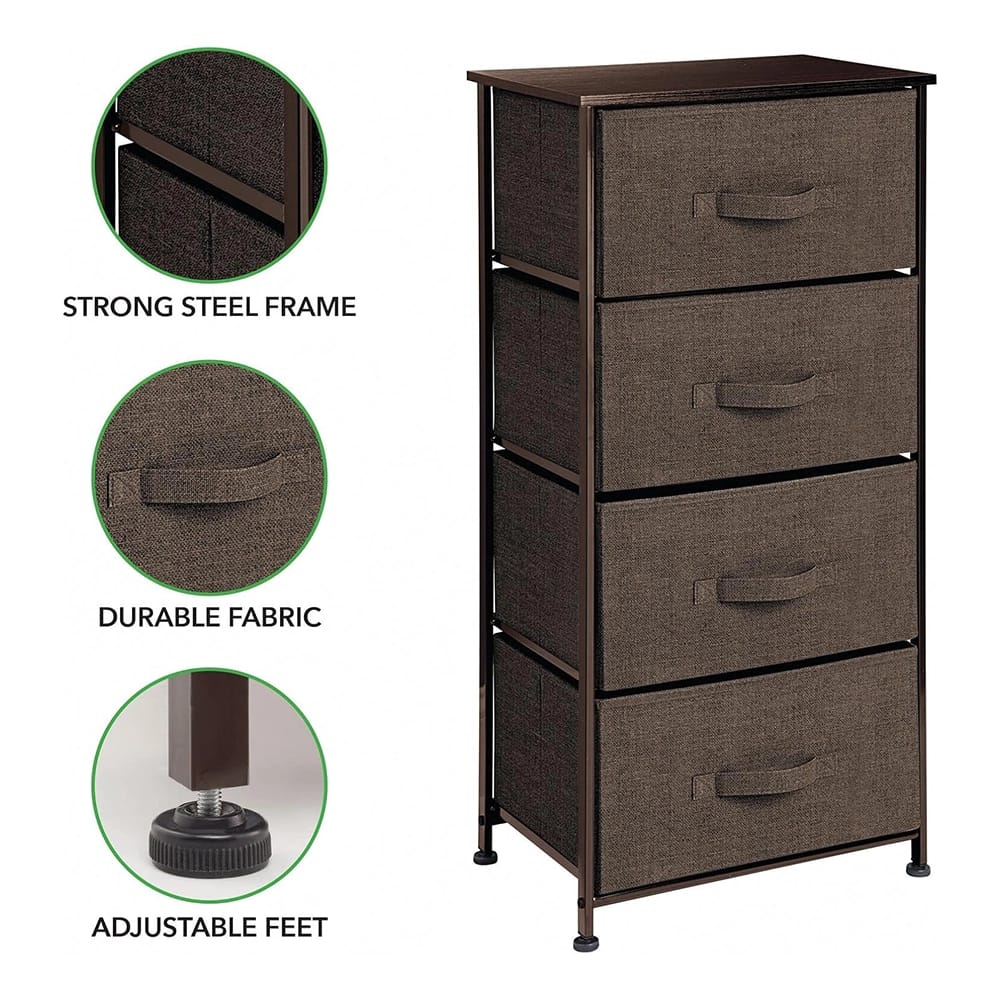mDesign 4-Drawer Fabric Tower, Espresso