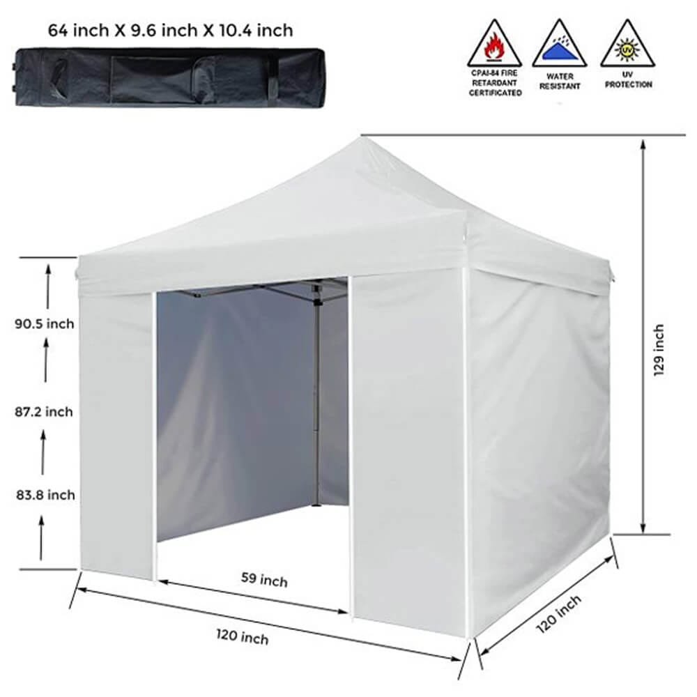 10' x 10' Pop-Up Canopy Tent with 5 Sidewalls, White