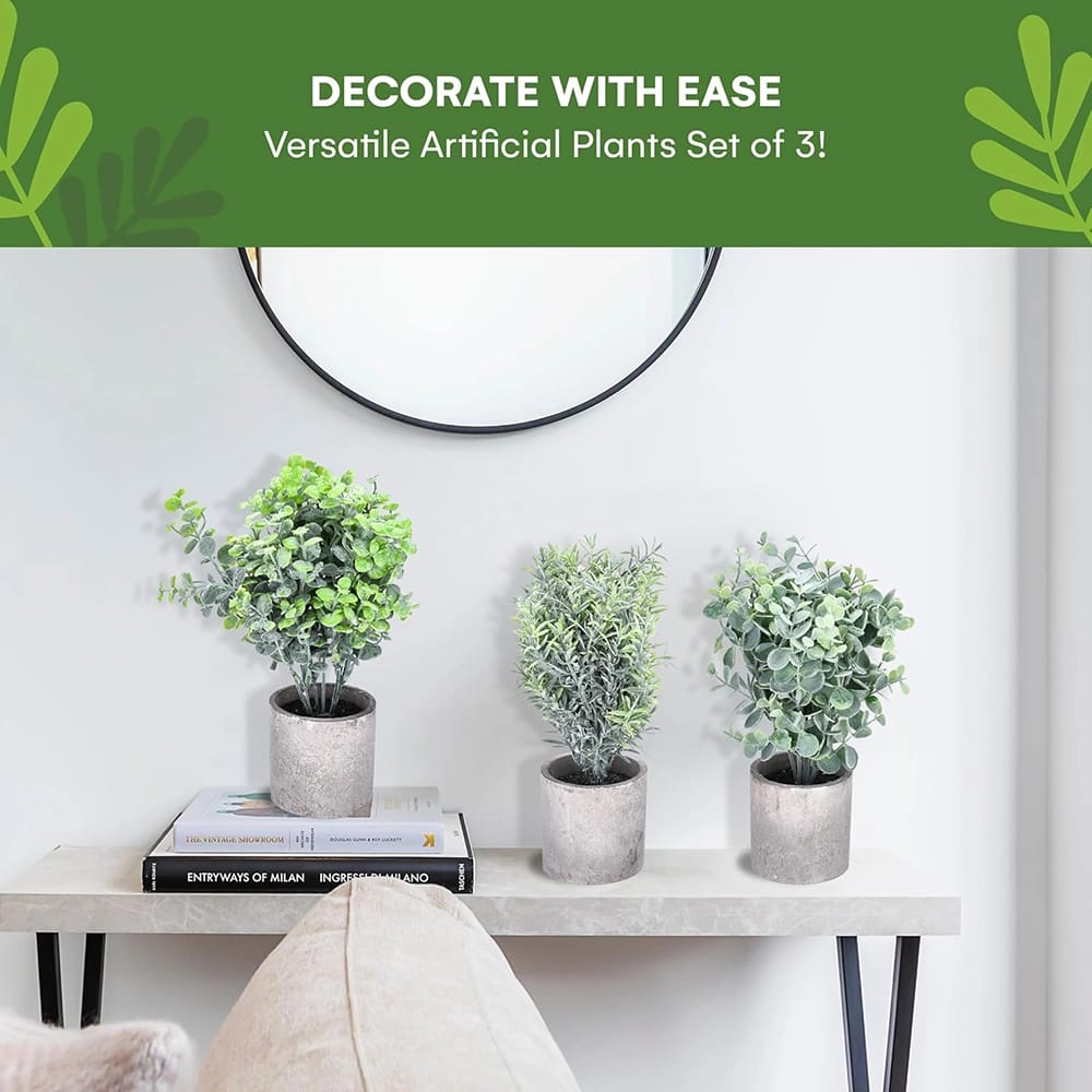 Flybold Mini Fake Plants, Set of 3