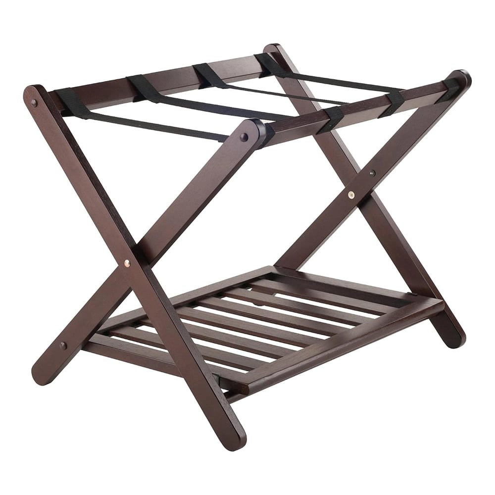 Whitmor Rubberwood Folding Luggage Rack, Walnut