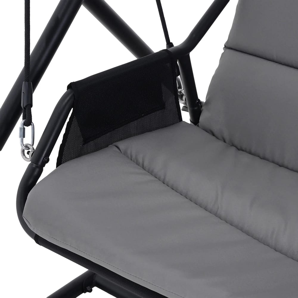 Deko Living Patio Swing Chair with Canopy, Black/Gray