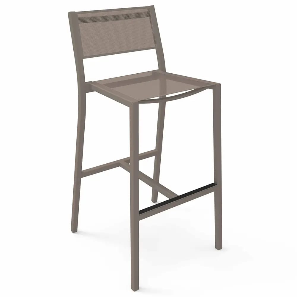 Maiori Aluminum Impression Outdoor Bar Stool with Sling, Light Taupe