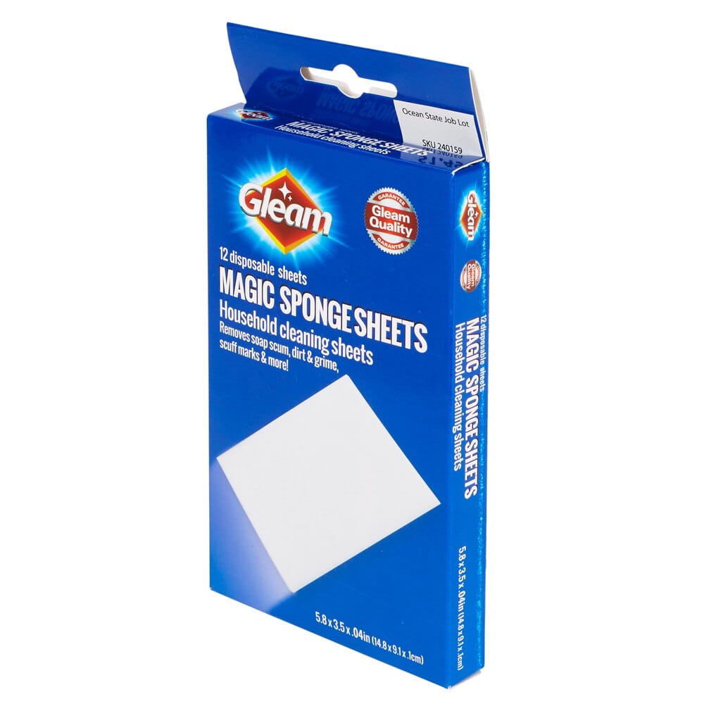 Gleam Disposable Magic Sponge Cleaning Sheets, 12-Count