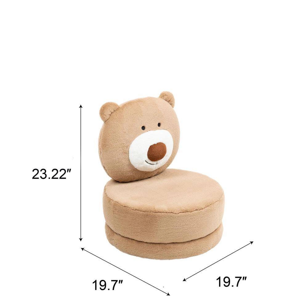 Home 2 Office Faux Fur Kids Bear Swivel Chair, Brown