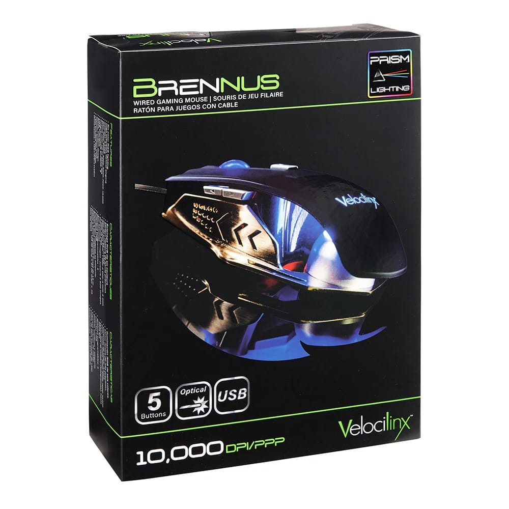 Velocilinx Optical Gaming Mouse, Silver/Black