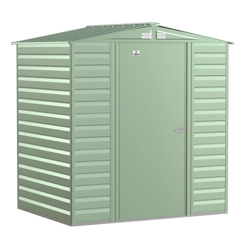 Arrow Select 6' x 5' Galvanized Steel Storage Shed, Sage Green