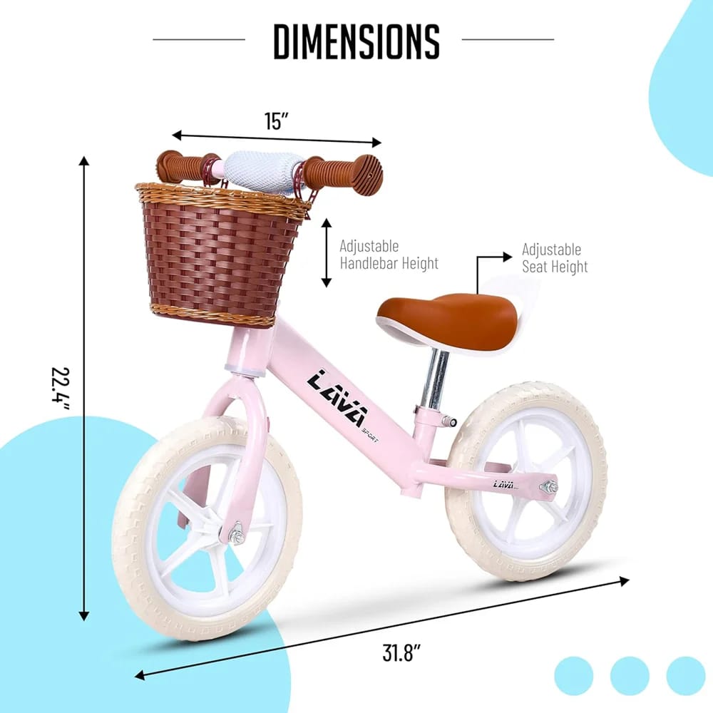 LAVA Sport Vintage Balance Bike, Pink