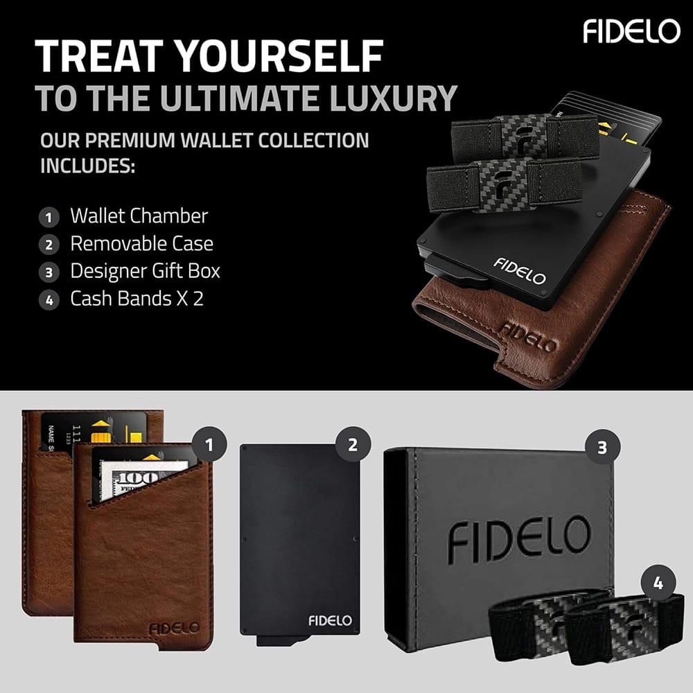 Fidelo RFID Blocking Minimalist Wallet, Vintage Brown