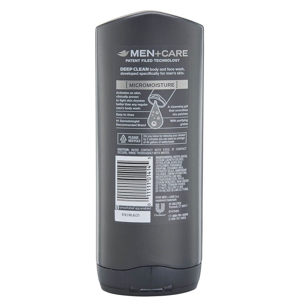Dove Men+Care Deep Clean Micro Moisture Body and Face Wash, 13.5 oz