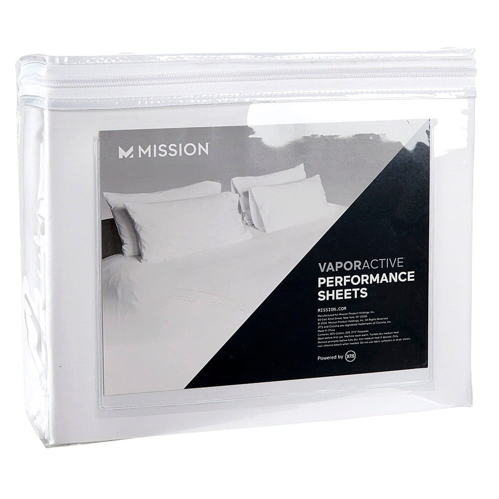 Mission VaporActive Cotton Sateen King Sheet Set in White