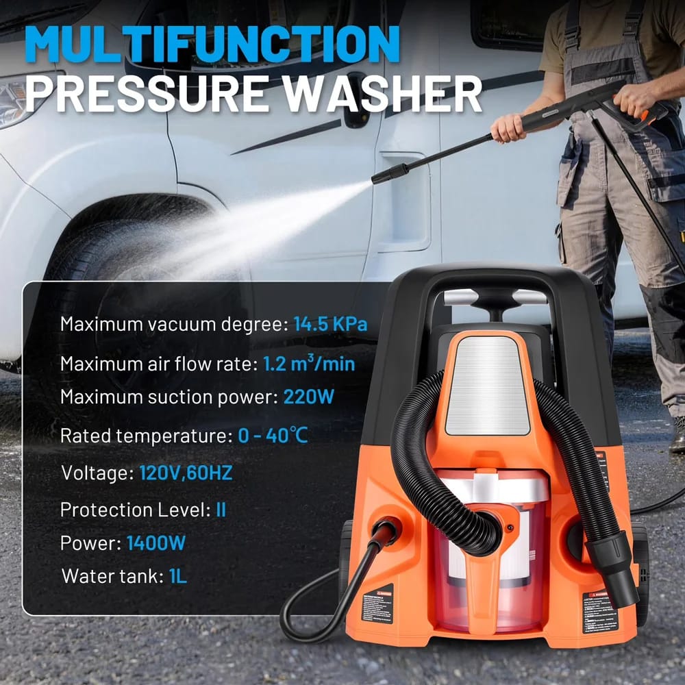 4-In-1 Electric Power Washer & Vacuum Cleaner