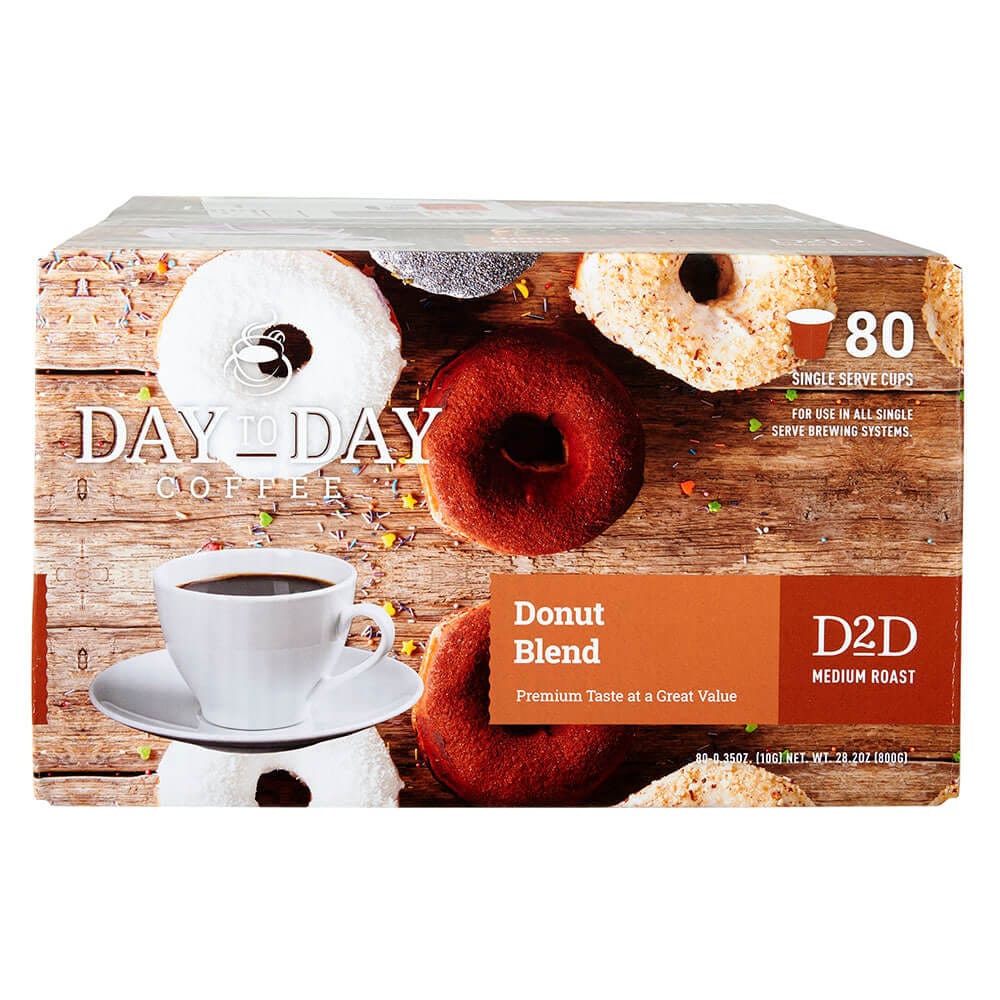 Day to Day Medium Roast Donut Blend Coffee, 80 Count