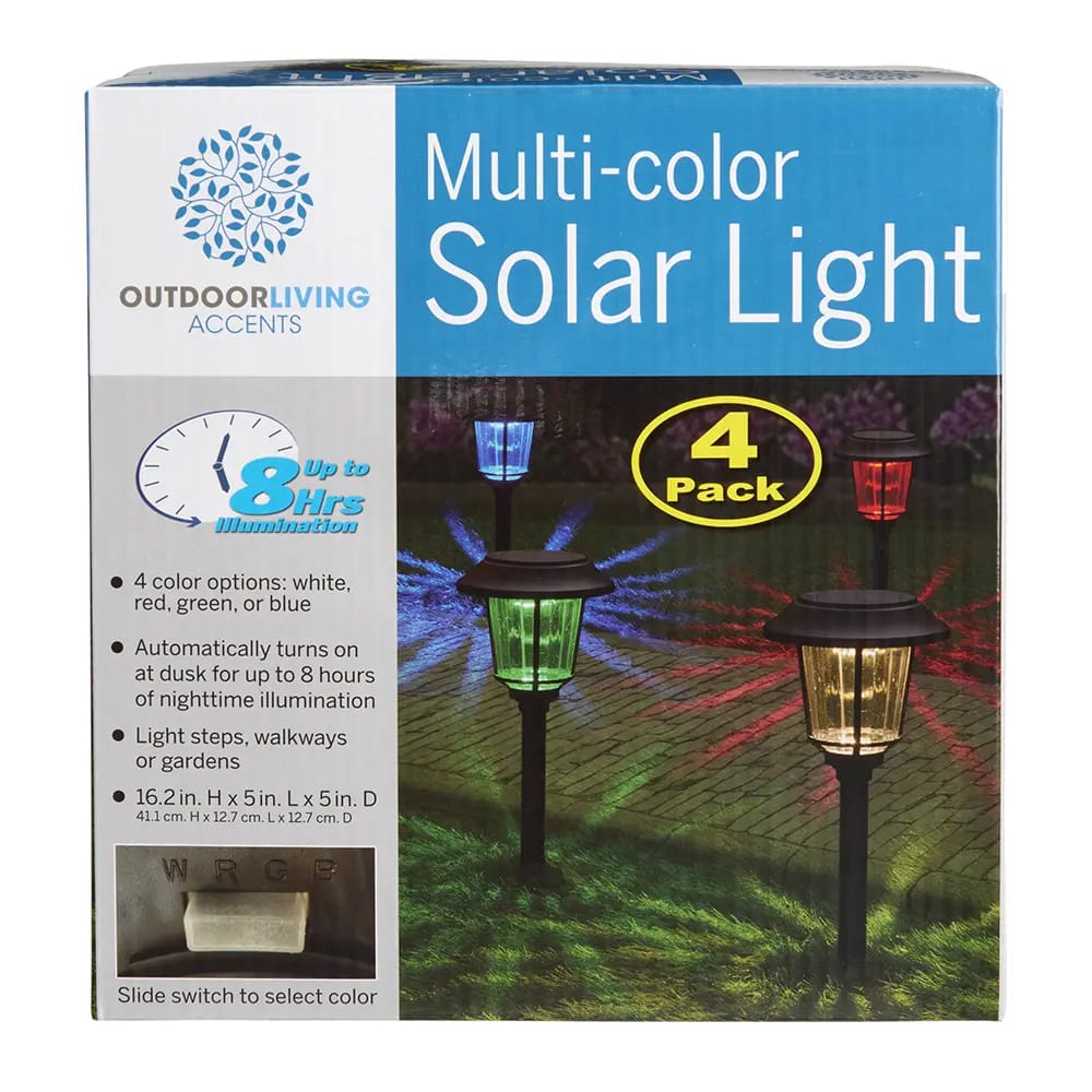 Multi Color Solar Light, 4pk