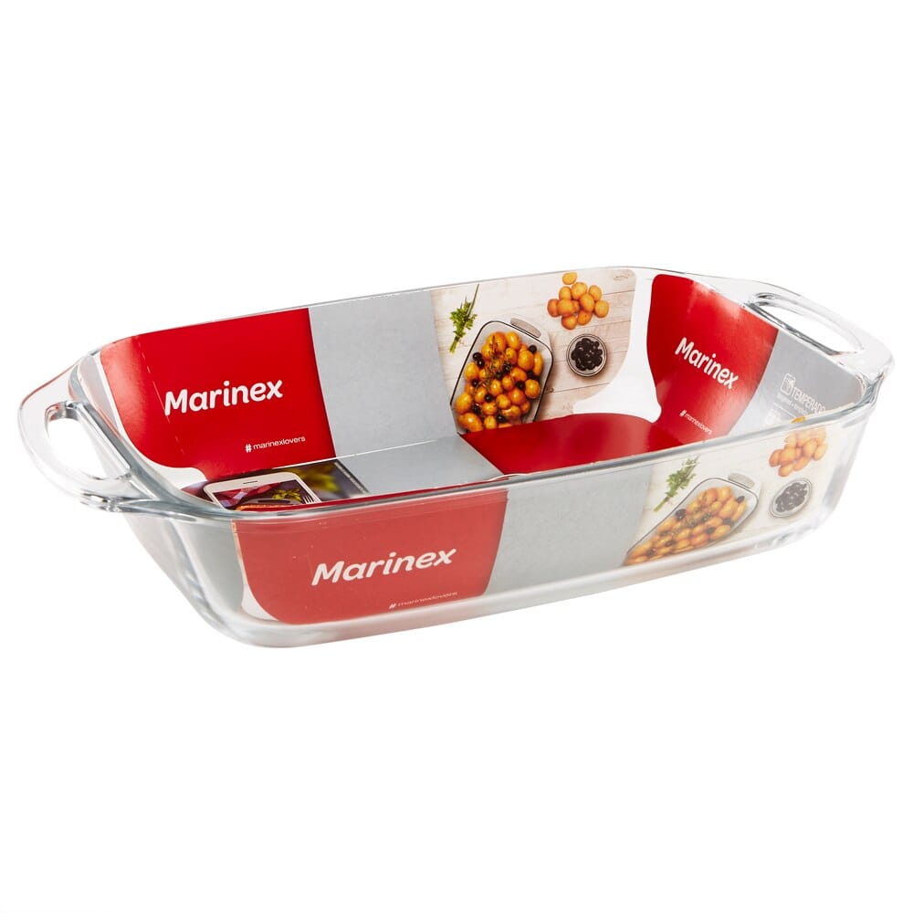 Marinex Glass Rectangle Roasting Dish with Handles, 3.7 Qt