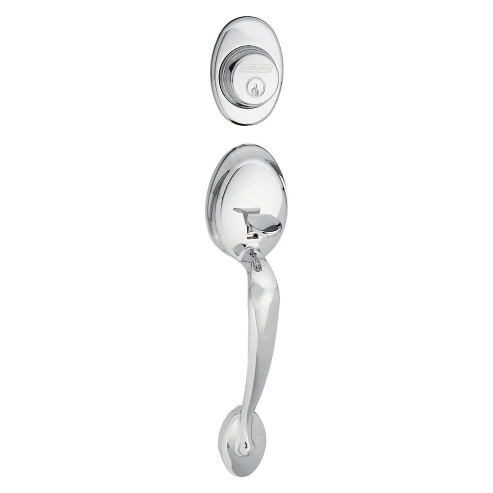 Schlage Plymouth Exterior Dummy Handleset Lever, Bright Chrome