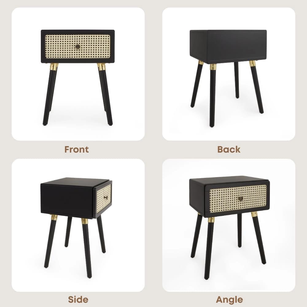 Bme Nipe Nightstand With 1-Drawer, Black