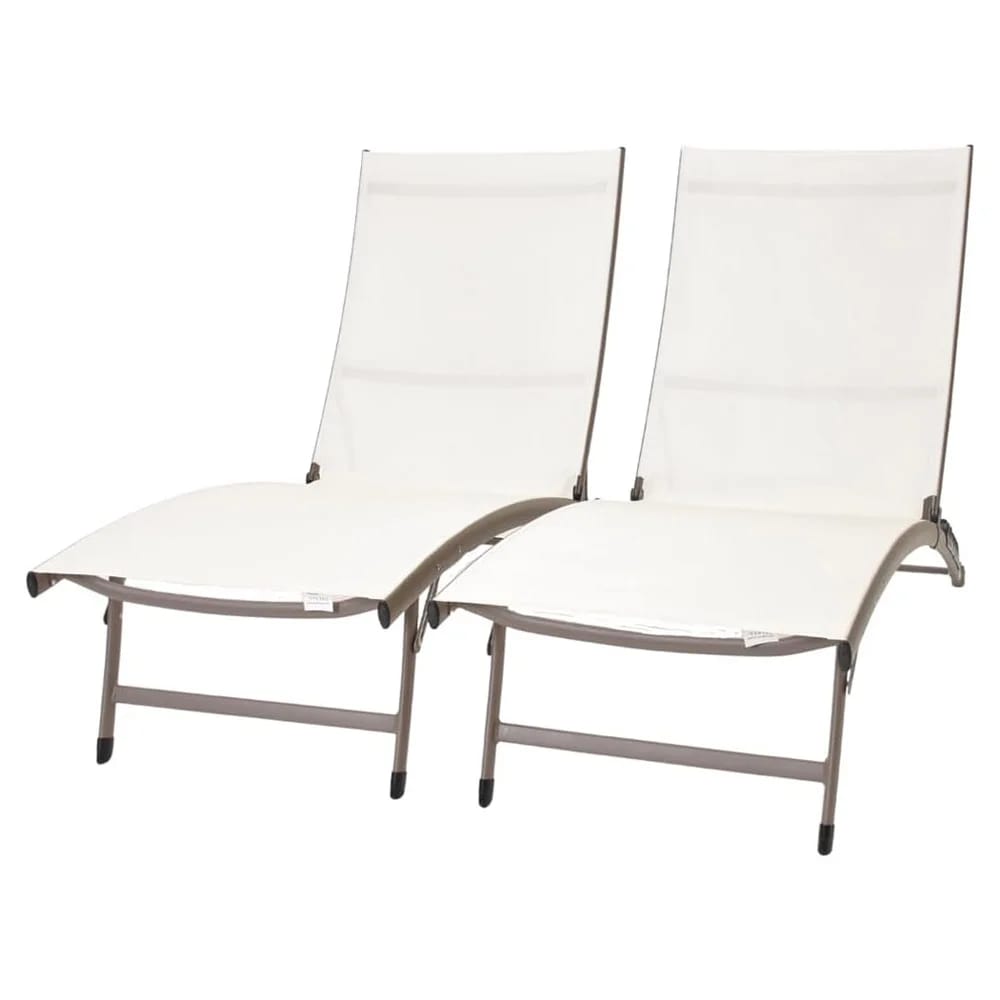 Vivere Clearwater Aluminum Lounge Chairs, Set of 2, Pearl