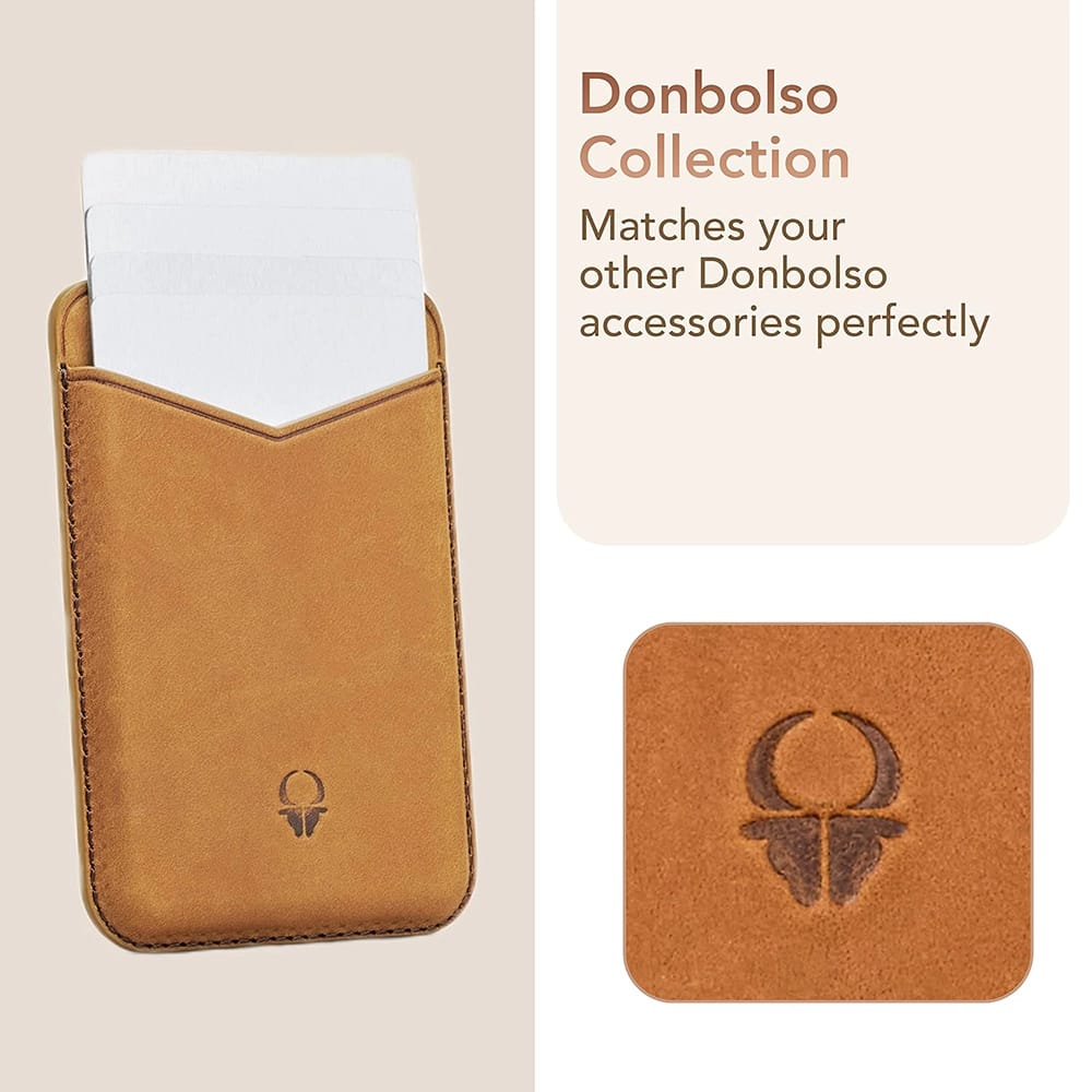 DONBOLSO Leather iPhone 14 Max Phone Case, Vintage Brown