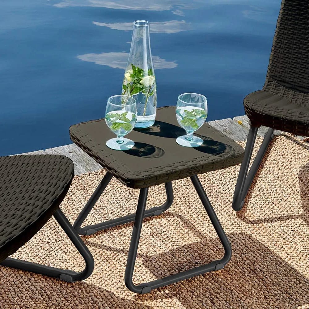 Keter Rio 3-Piece Resin Wicker Patio Furniture Set, Brown