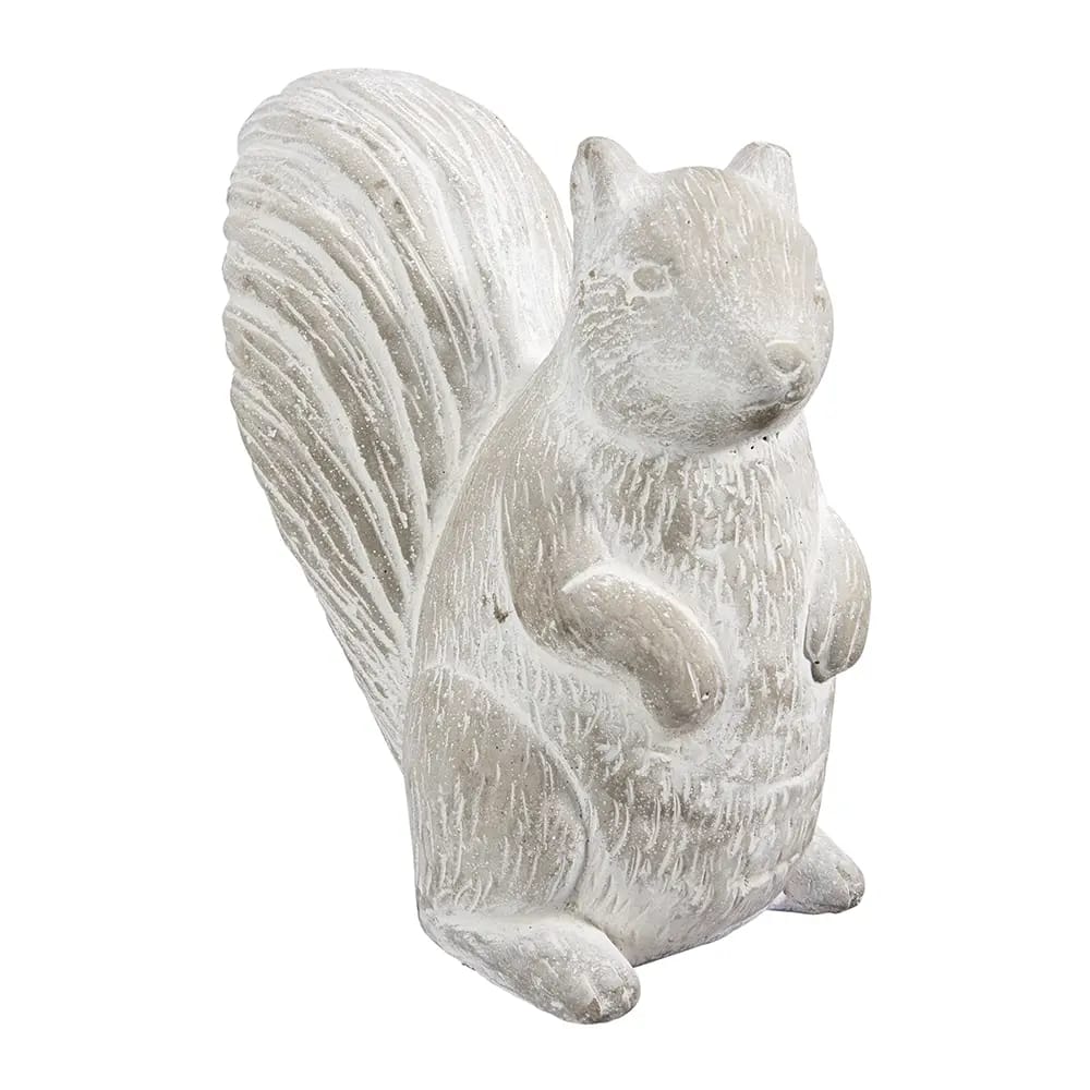 Standing Squirrel Concrete Statue, White
