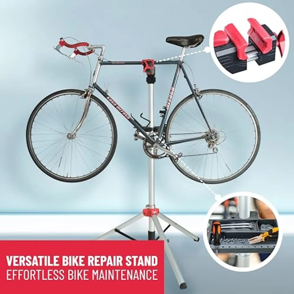 PRO BIKE TOOL Bike Repair Stand, Red/Silver