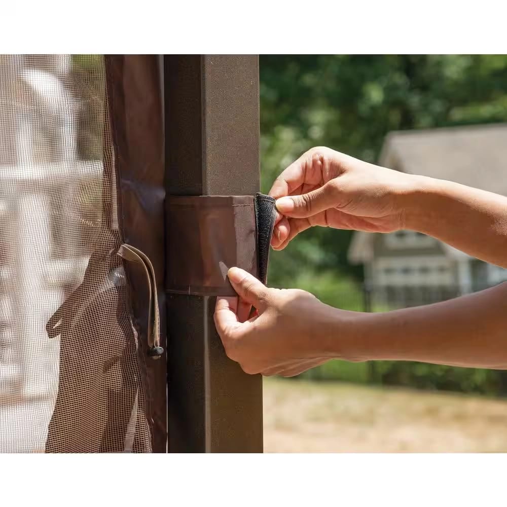 ShelterLogic 10' x 12' Sycamore Steel Frame Gazebo with Hardtop Roof, Dark Coffee