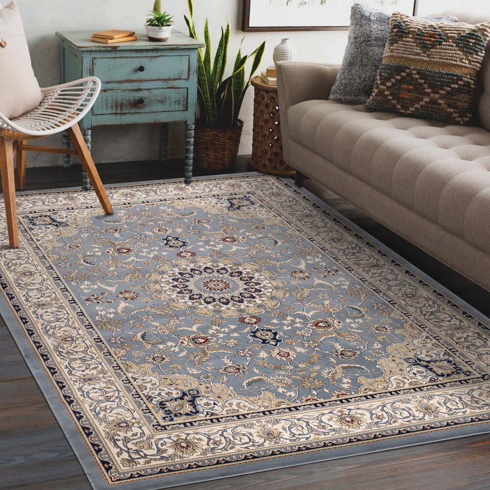 Newbury Area Rug, 10'10" x 15', Jamila Blue/Ivory