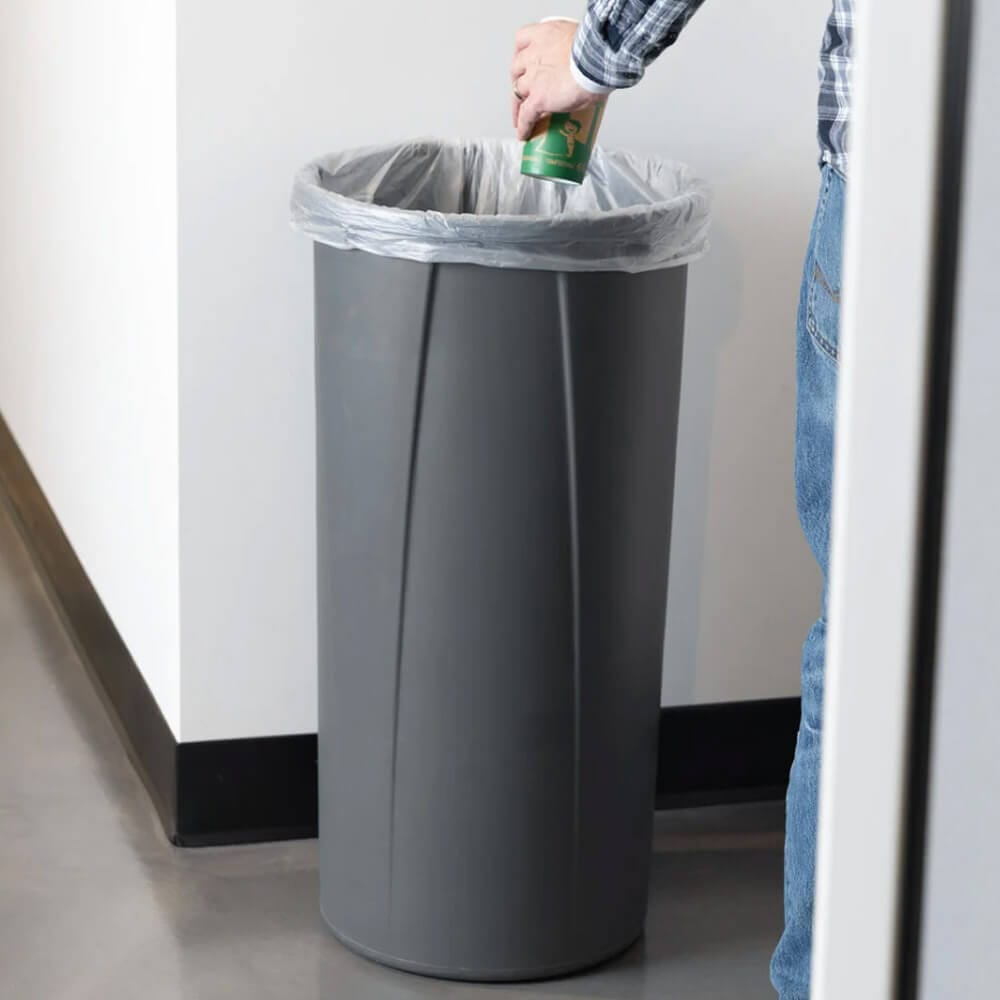 Carlisle Centurian 22 Gallon Tall Round Trash Can, Gray