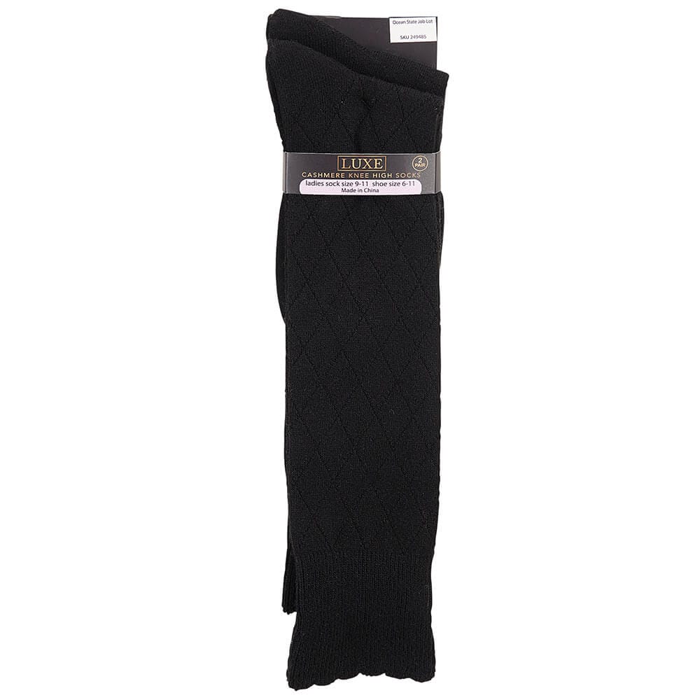 Luxe Women's Cashmere Blend Knee High Sock, 2 Pair