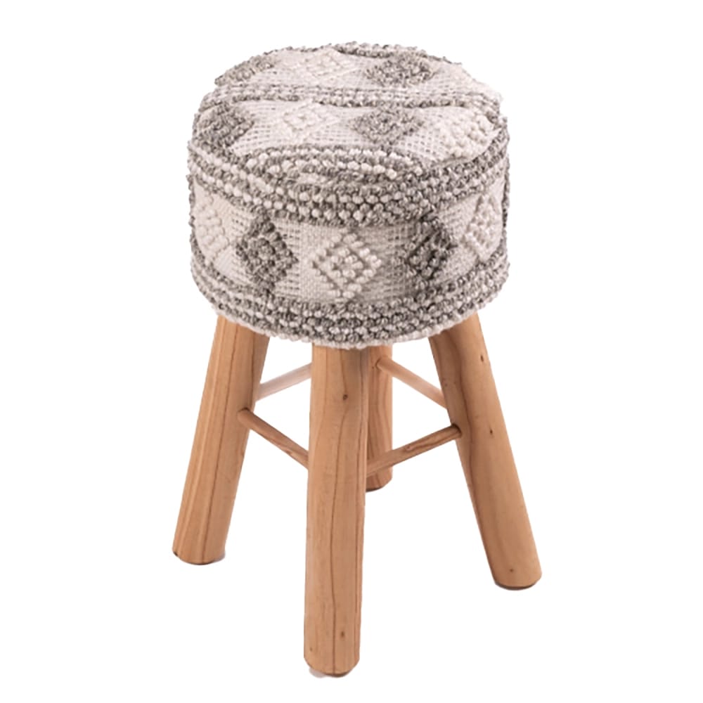 Albany Living 29" Upholstered Patterned Stool, Cream
