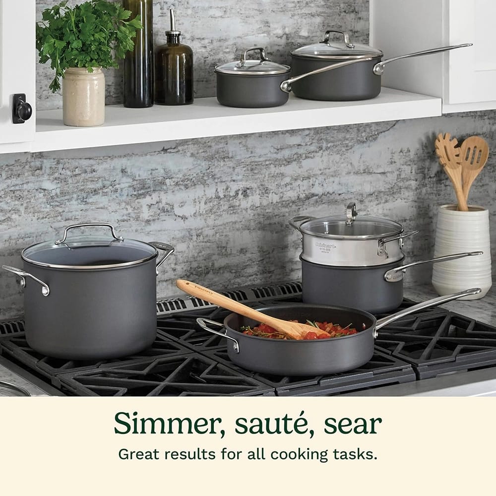 Cuisinart Nonstick Hard Anodized 17 Piece Cookware Set, Black