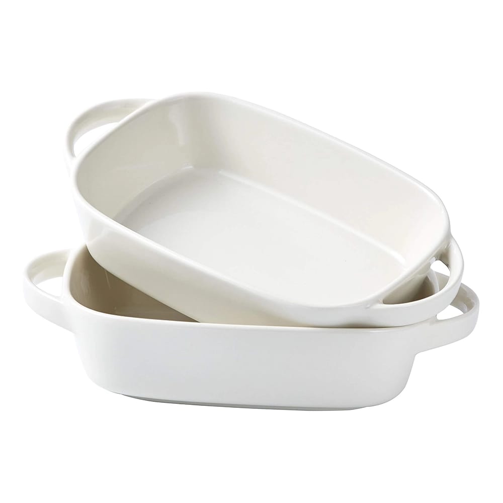 Bruntmor 10.5" x 5" Ceramic Baking Dish, White, Set of 2