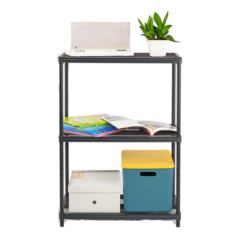 Method Storage Systems Shelving 3-Tier Fine Mesh Deck Shelving, Black