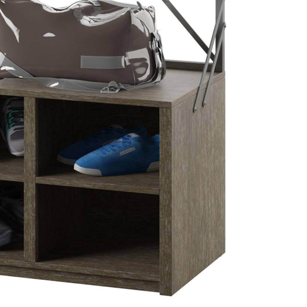 Twin Star Home Hall Tree with 4Cubbies, Hooper Oak