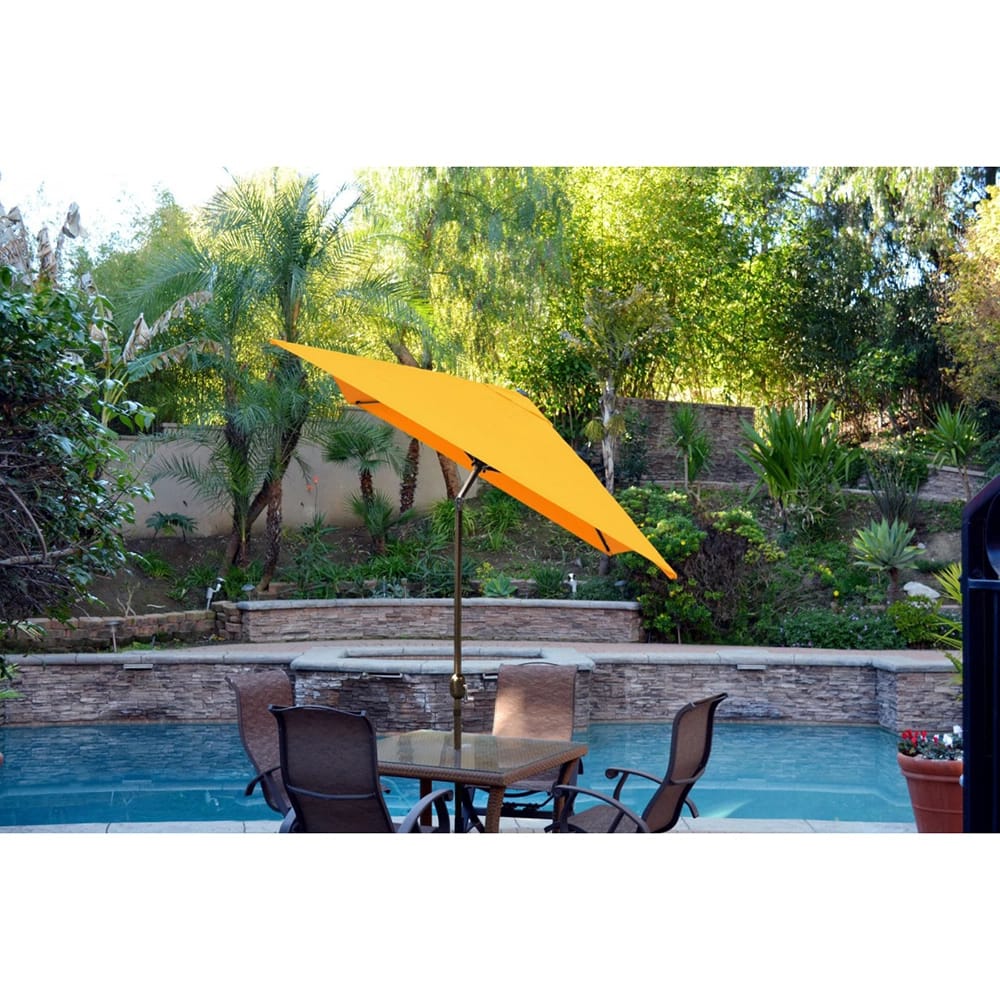 Jeco 6.5' x 10' Rectangular Aluminum Patio Umbrella with Tilt and Crank, Yellow/Champagne
