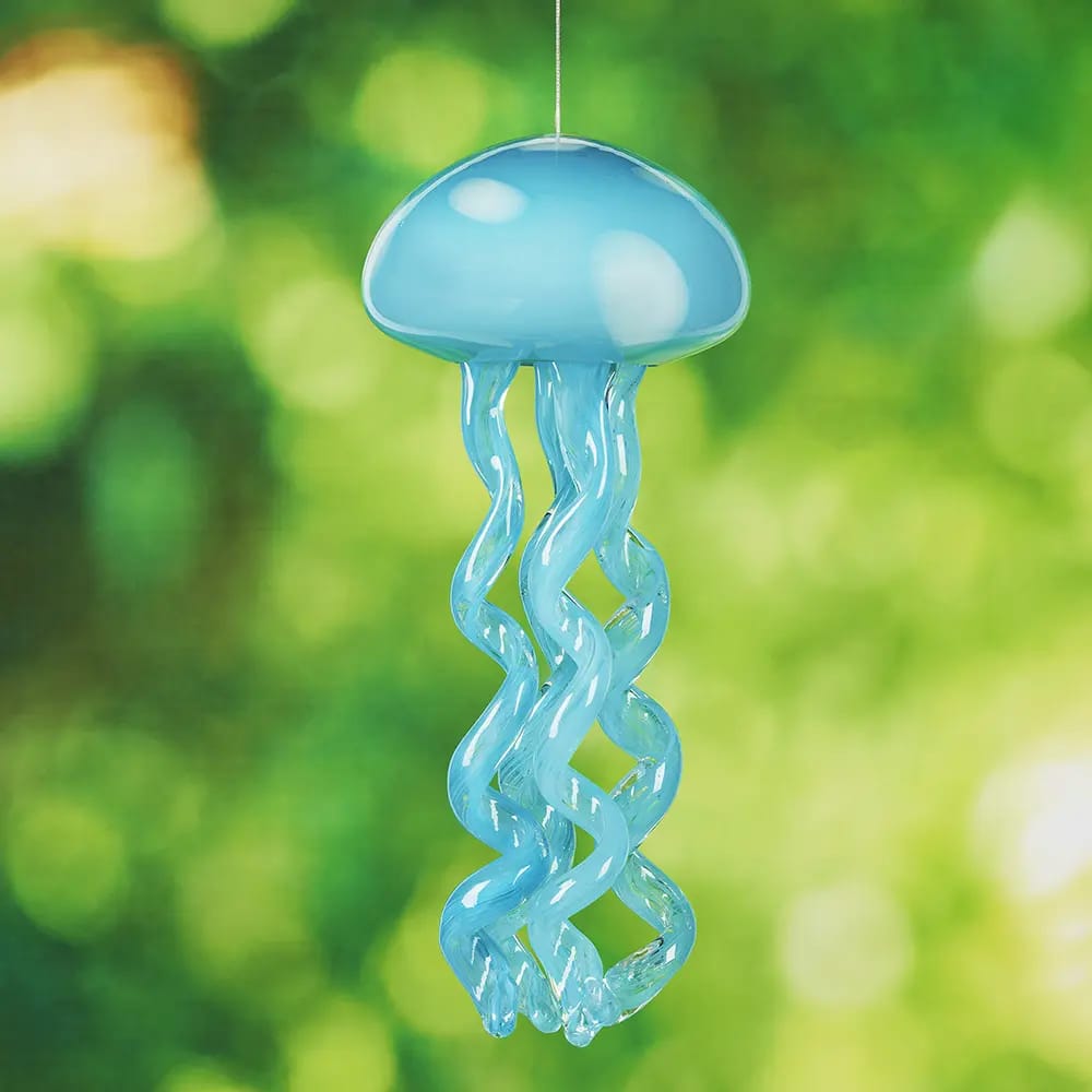 Glass Jellyfish Windchime, Aqua