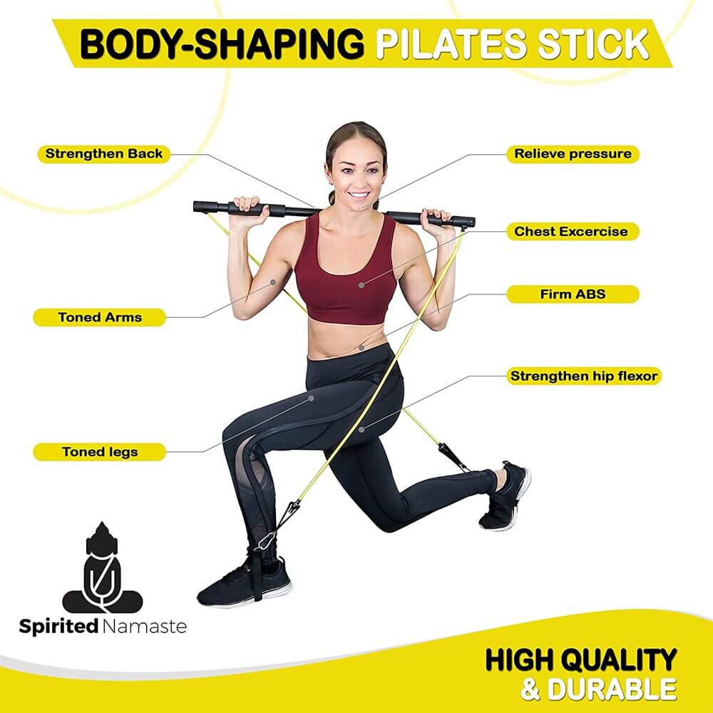 Pilates Bar Rod Resistance Bands Portable Pilates Exercise bar kit portable  pilates Stick Home Gym Yoga Pilates Stick for Body Workout