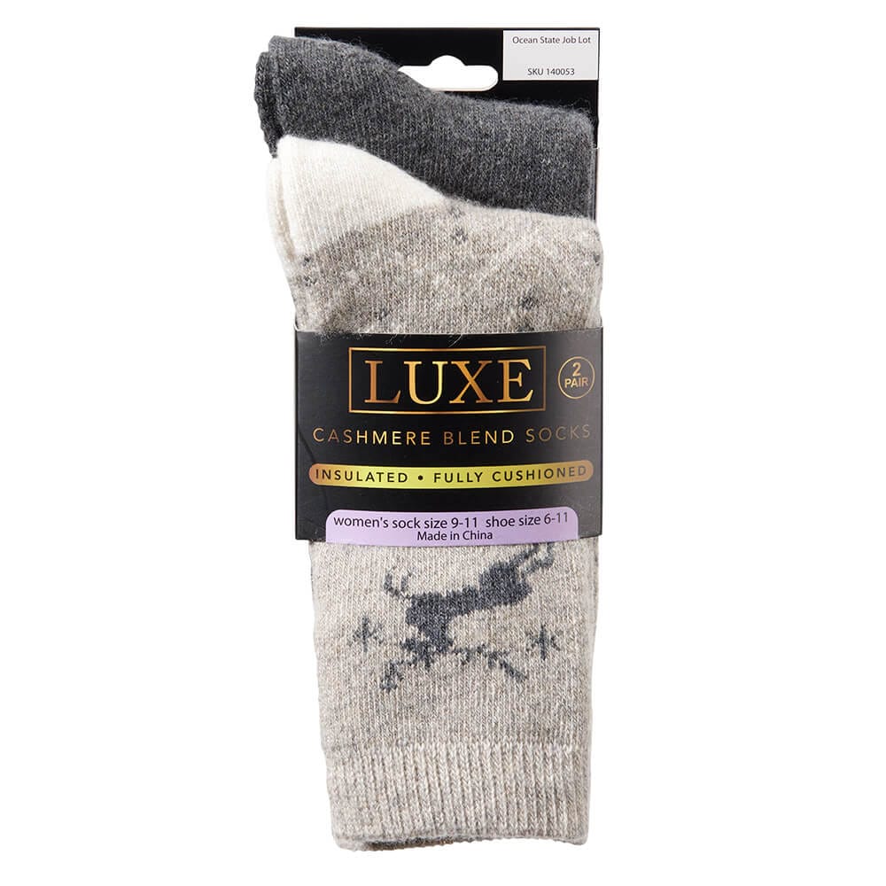 Luxe Women's Cashmere Blend Insulated Socks, 2 Pack