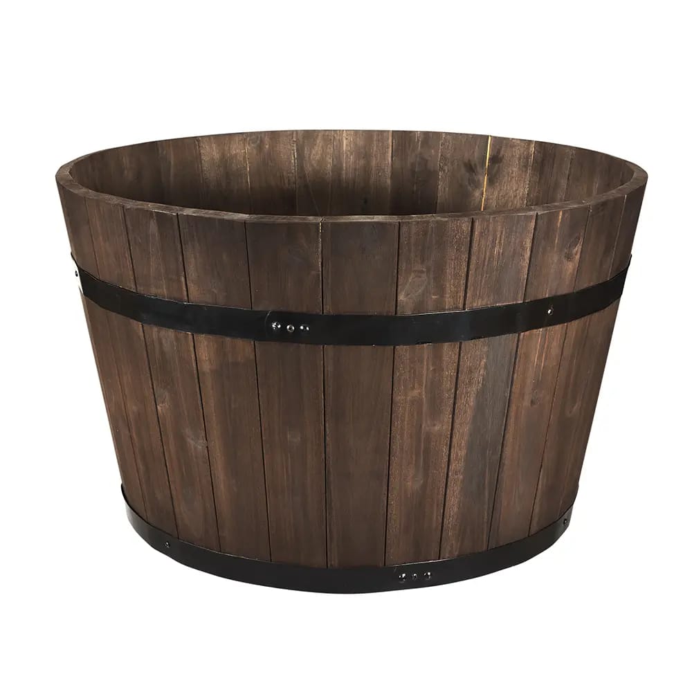 Whiskey Barrel Wood Planter, 24.4"