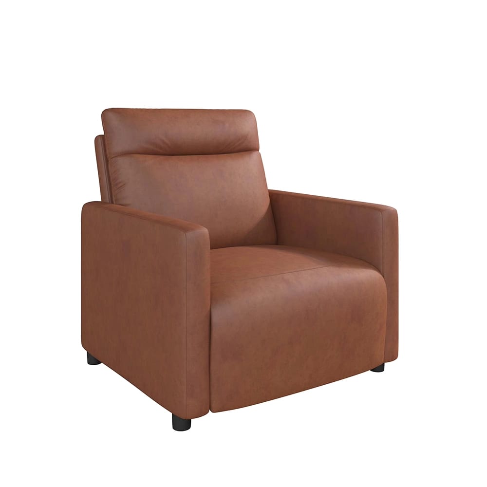 Upholstered Power Recliner Chair, Light Brown Faux Leather