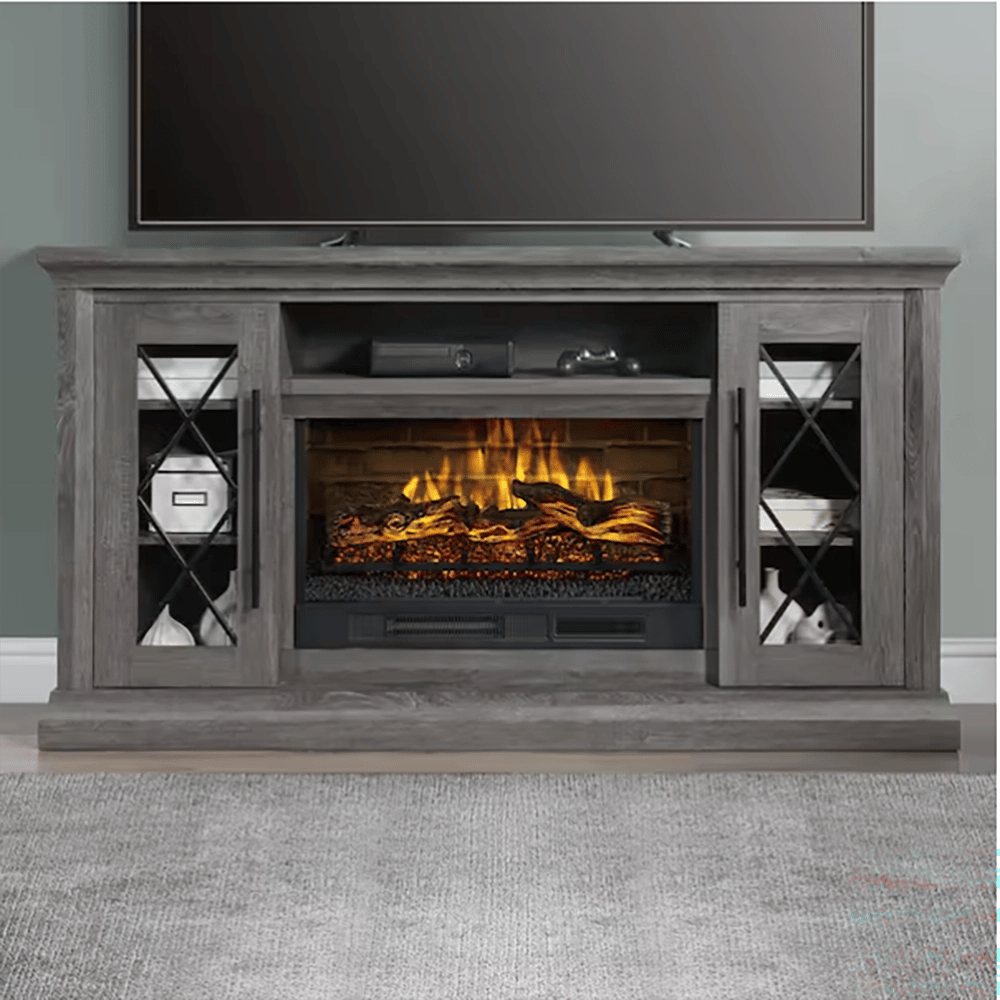 Whalen 65-Inch Freestanding Fireplace Console, Ash Gray